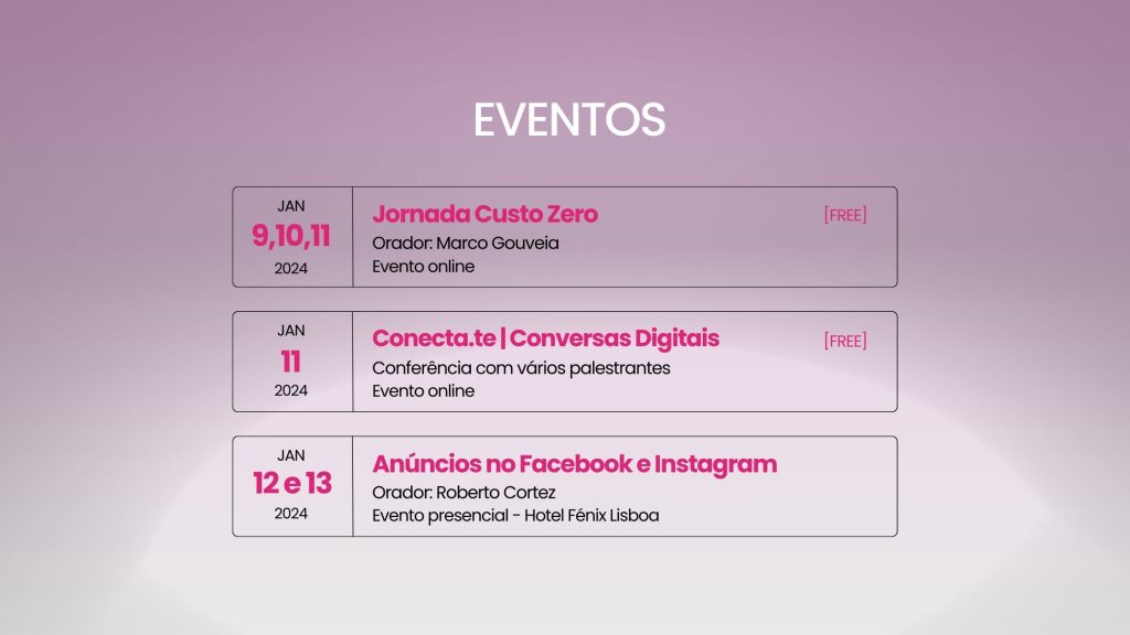 Eventos Marketing Digital janeiro 2024