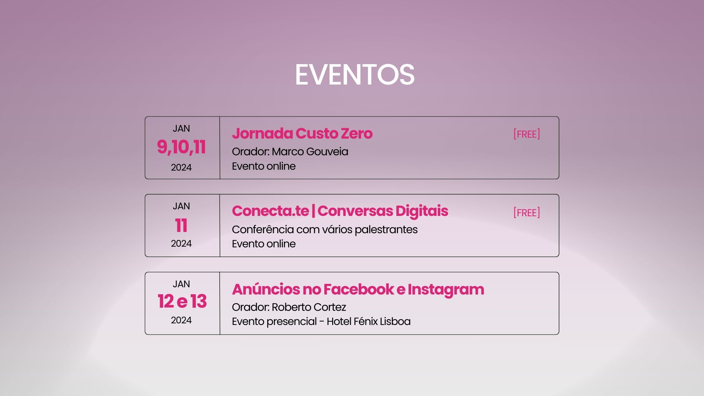 Eventos Marketing Digital janeiro 2024